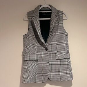 Rachel Zoe Black and White Plaid Vest Sz Med